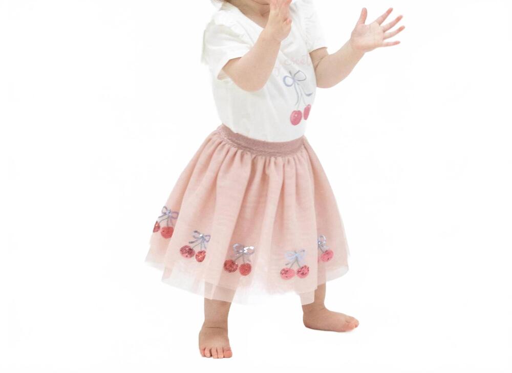 NEW ANGEL DEAR girls tutu skirt with bike shorts in pi sweet bow cherriesnk
